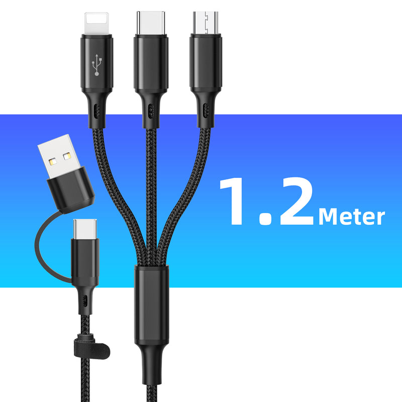 3-in-1 Oplaadkabel USB Multi Connector Type-C Micro USB 6A Snelladen voor Smartphones