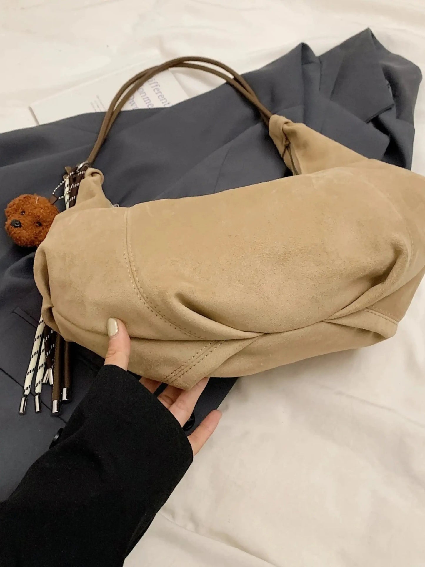 Suède Schouder tas Boho Stijl met Leuke Details