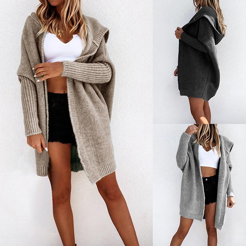 Dames Vest Capuchon Zacht Warm Gebreid