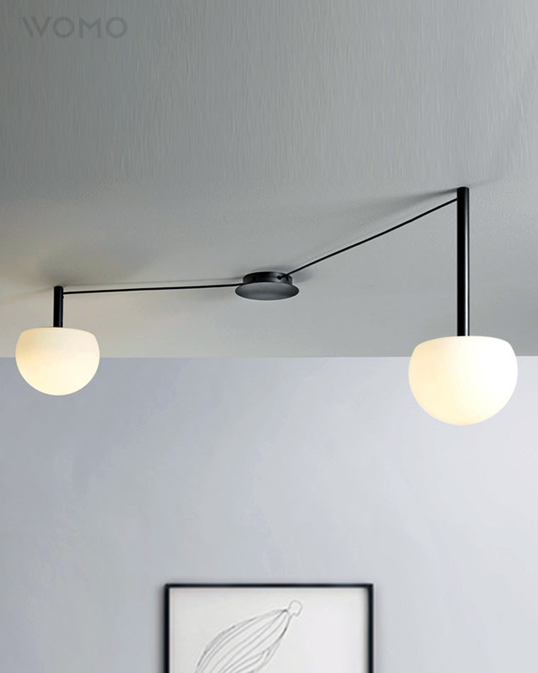 Plafondlamp Glazen Bollen Verstelbaar Metaal Wit Woonkamer Slaapkamer Modern