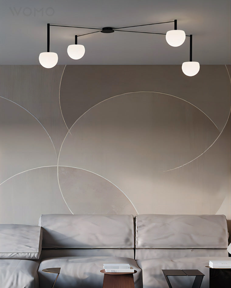 Plafondlamp Glazen Bollen Verstelbaar Metaal Wit Woonkamer Slaapkamer Modern