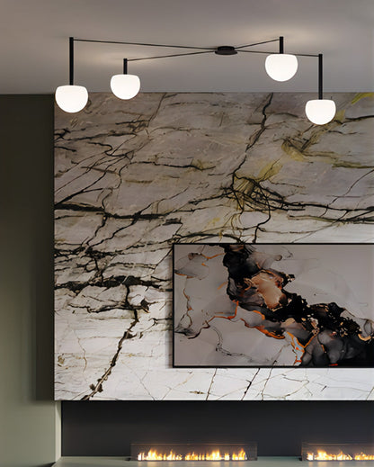 Plafondlamp Glazen Bollen Verstelbaar Metaal Wit Woonkamer Slaapkamer Modern