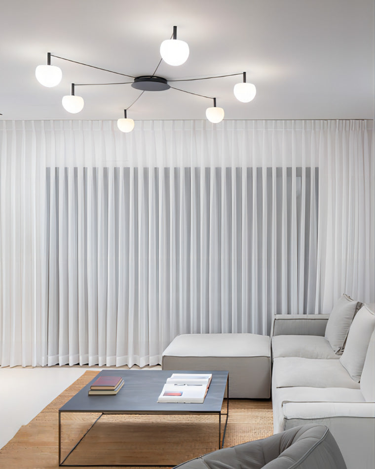 Plafondlamp Glazen Bollen Verstelbaar Metaal Wit Woonkamer Slaapkamer Modern