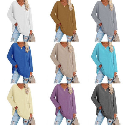 Dames T-shirt Lange Mouwen Oversized Casual V-hals