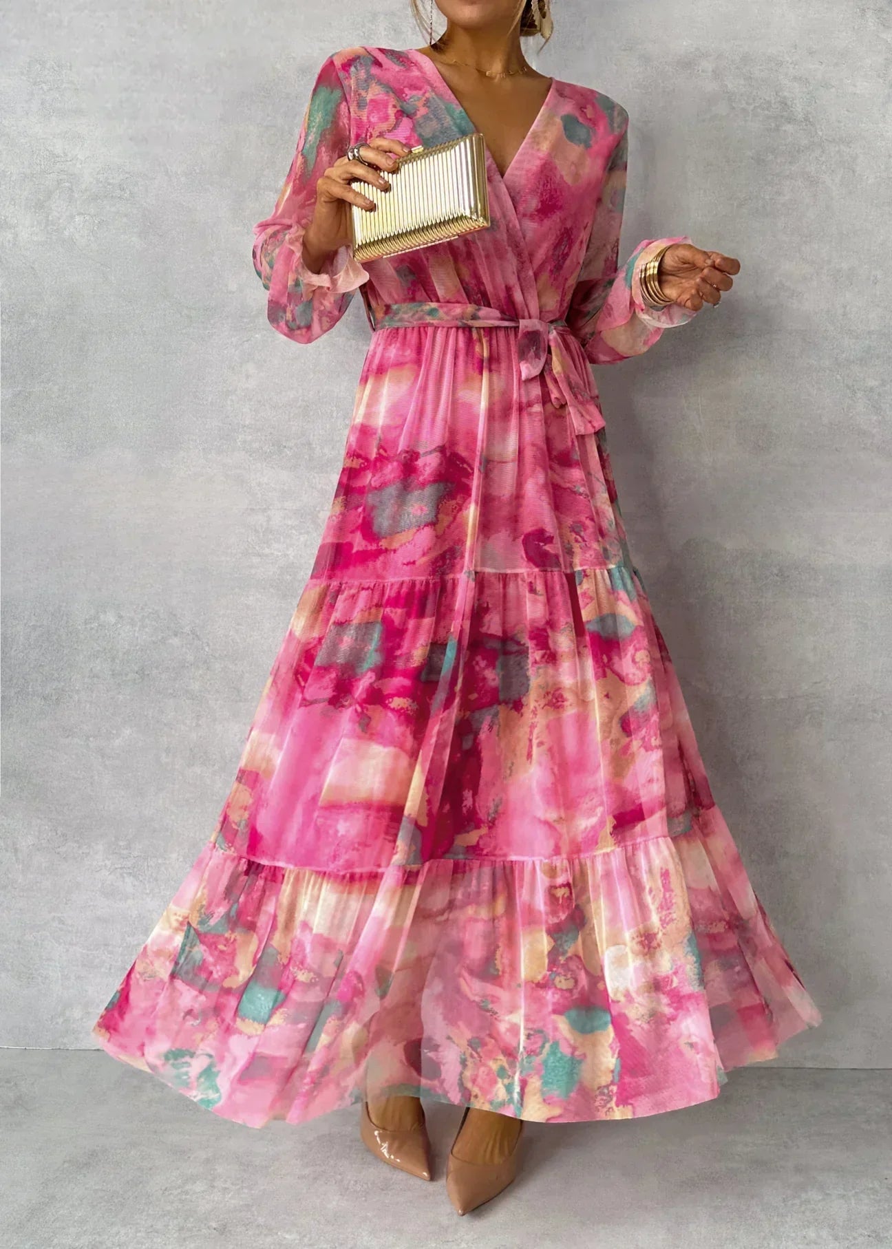 Elegante Jurk met Bloemenprint Lange Avondjurk - StudioMarella