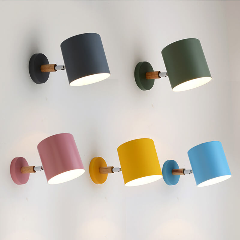 Wandlamp Metaal Hout Verstelbaar Slaapkamer Woonkamer Scandinavisch Macaronkleur E27 Bedlamp Muurlamp