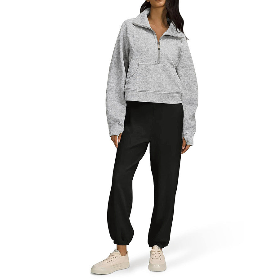 Dames Sweatshirt Zacht Sportief met Halve Rits