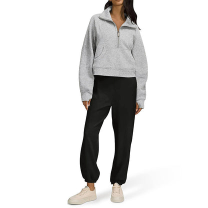 Dames Sweatshirt Zacht Sportief met Halve Rits