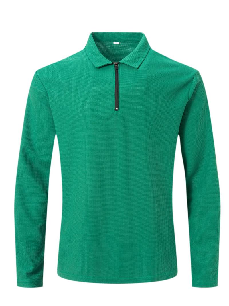 Heren Wafelshirt Lange Mouwen V-Hals Katoen