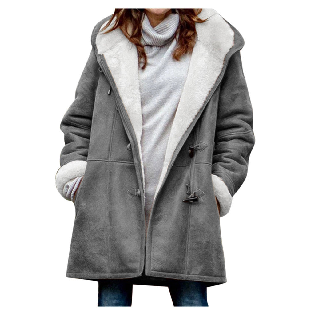 Dames Jas Warm met Sherpa Voering en Toggle Sluiting Beige