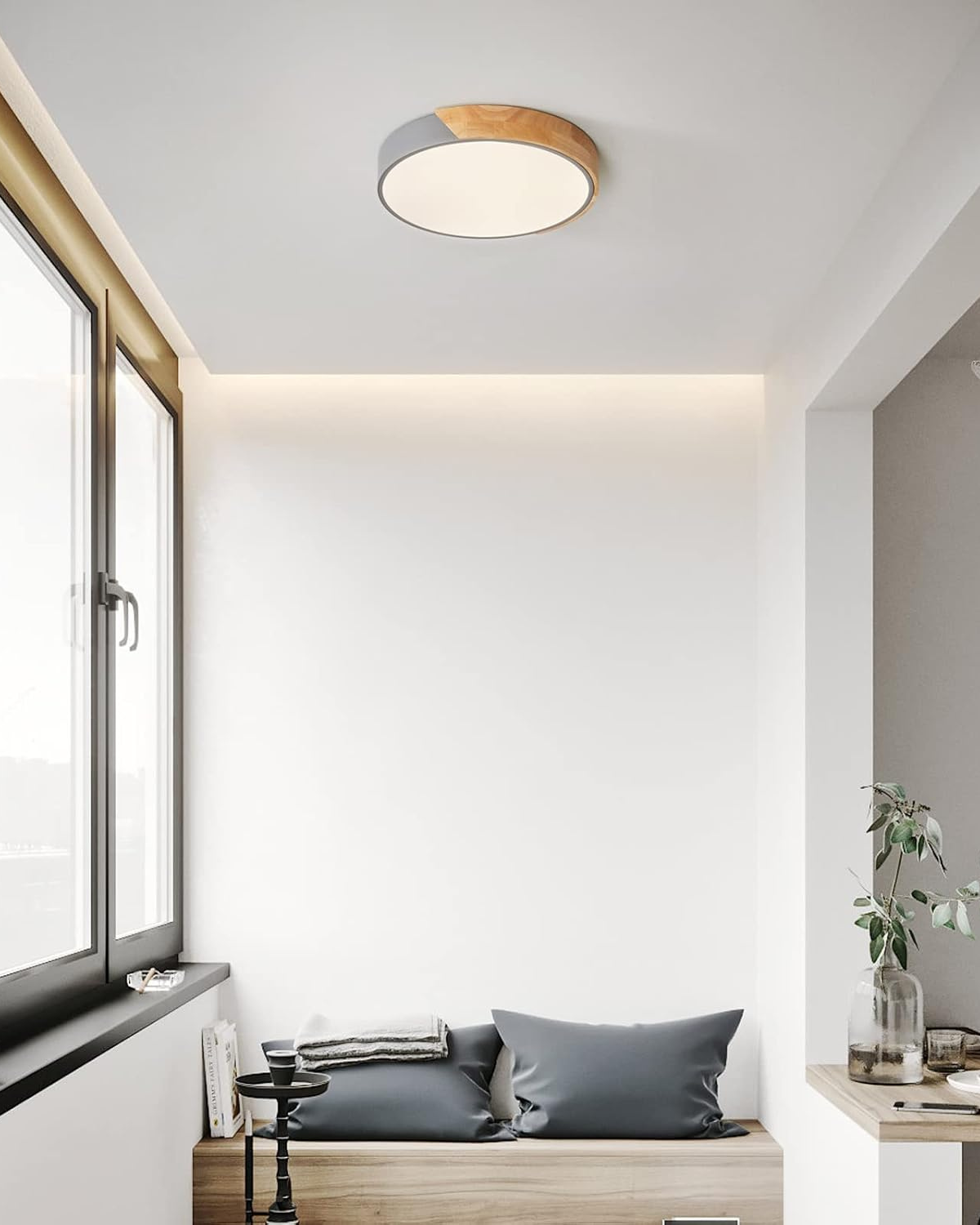 Moderne ronde plafondlamp met houtaccent en LED verlichting – minimalistische designlamp in 23 30 40 50 en 60 cm