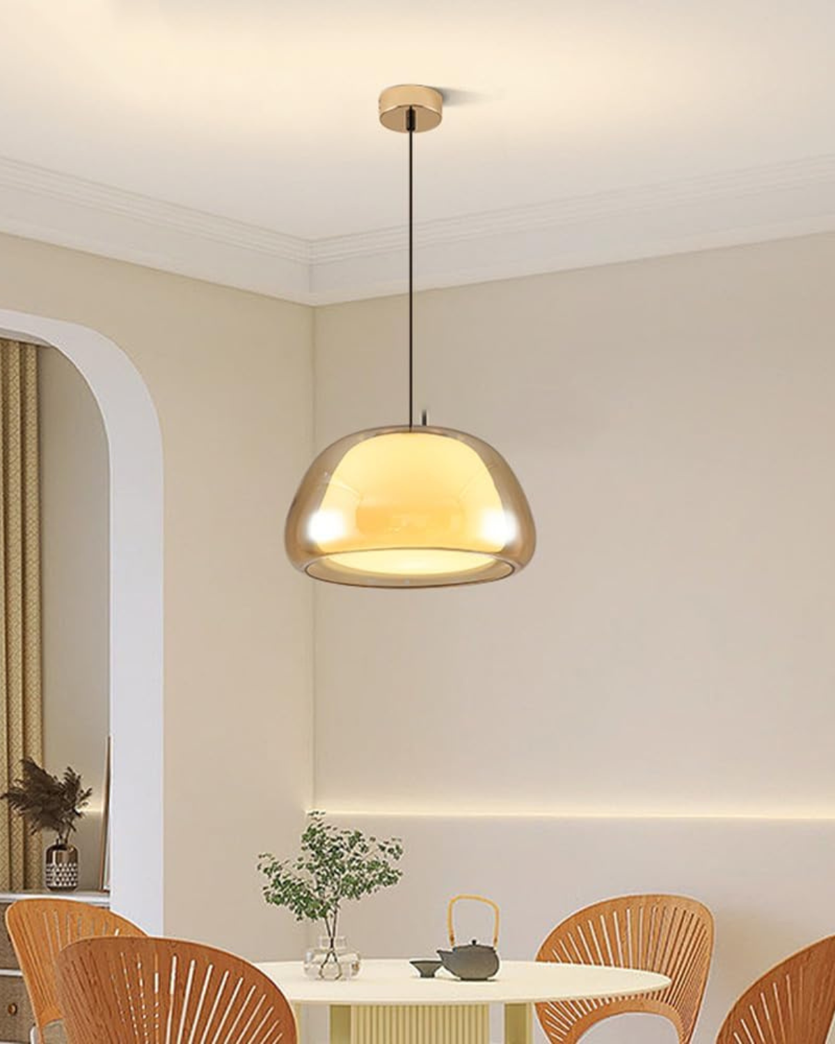 Luxe Glazen Hanglamp Met Mat En Transparant Glas In Minimalistisch Japandi Design