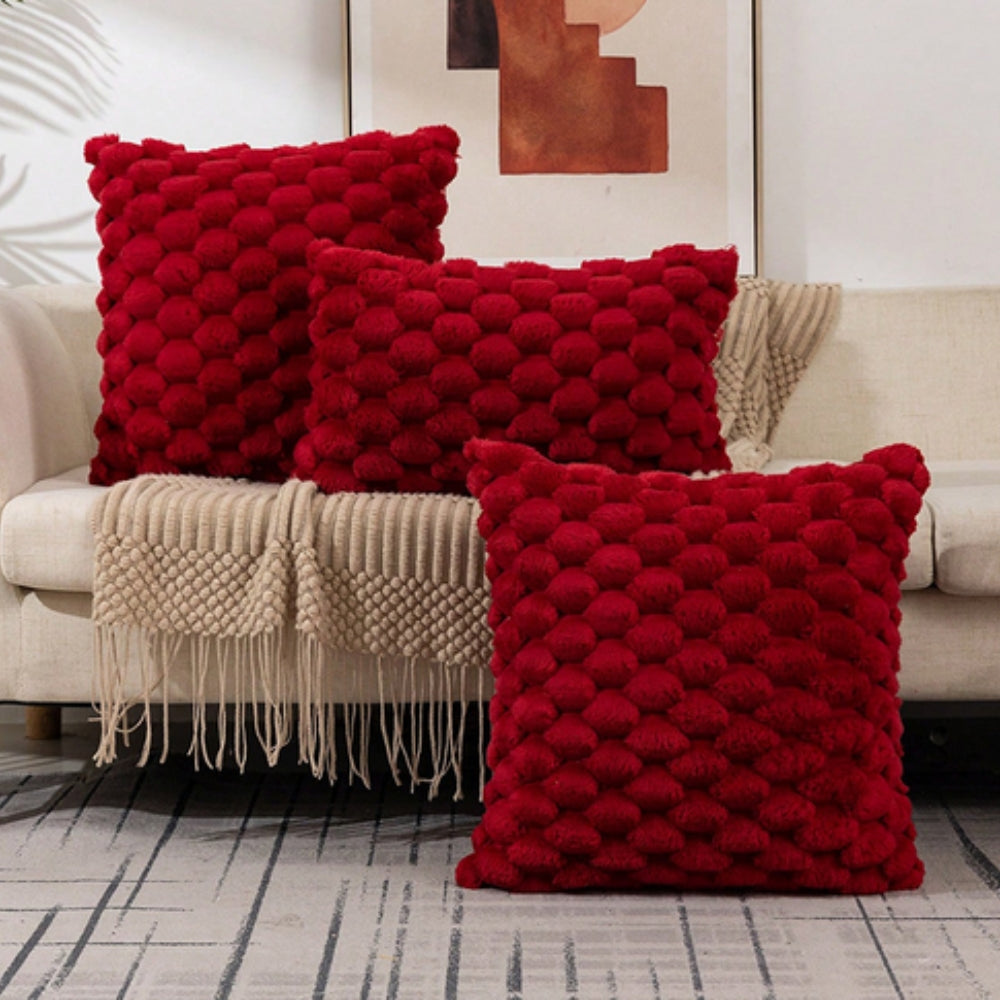 Kussenhoes 3D textuur katoen polyester roze sierkussen bank slaapkamer decoratief zacht hoes kussen vierkant rechthoek