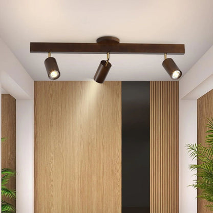 Houten Track Plafondlamp LED Houtlook Goud Verstelbare Spots Woonkamer Keuken Hal Scandinavisch Modern