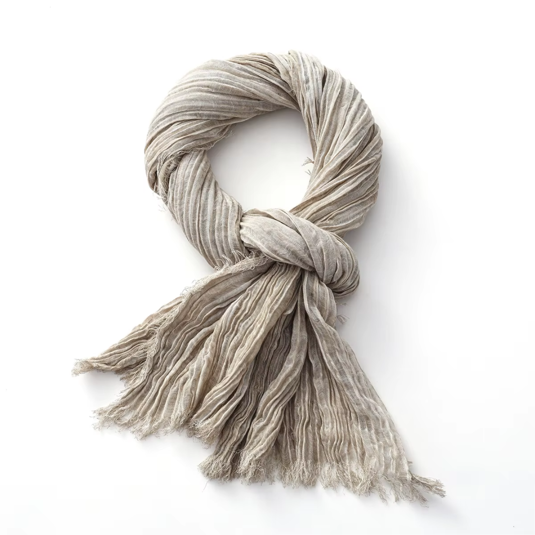 Katoenen Sjaal met Textuur - Linnen Look