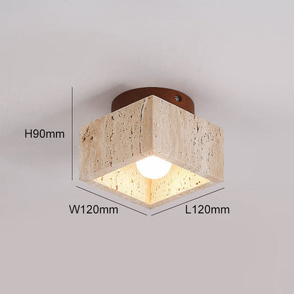 Cilestic Plafondlamp Travertin Hout E27/E26 Beige Hal Slaapkamer Woonkamer Scandinavisch Modern Design Natuurlijke Plafondverlichting