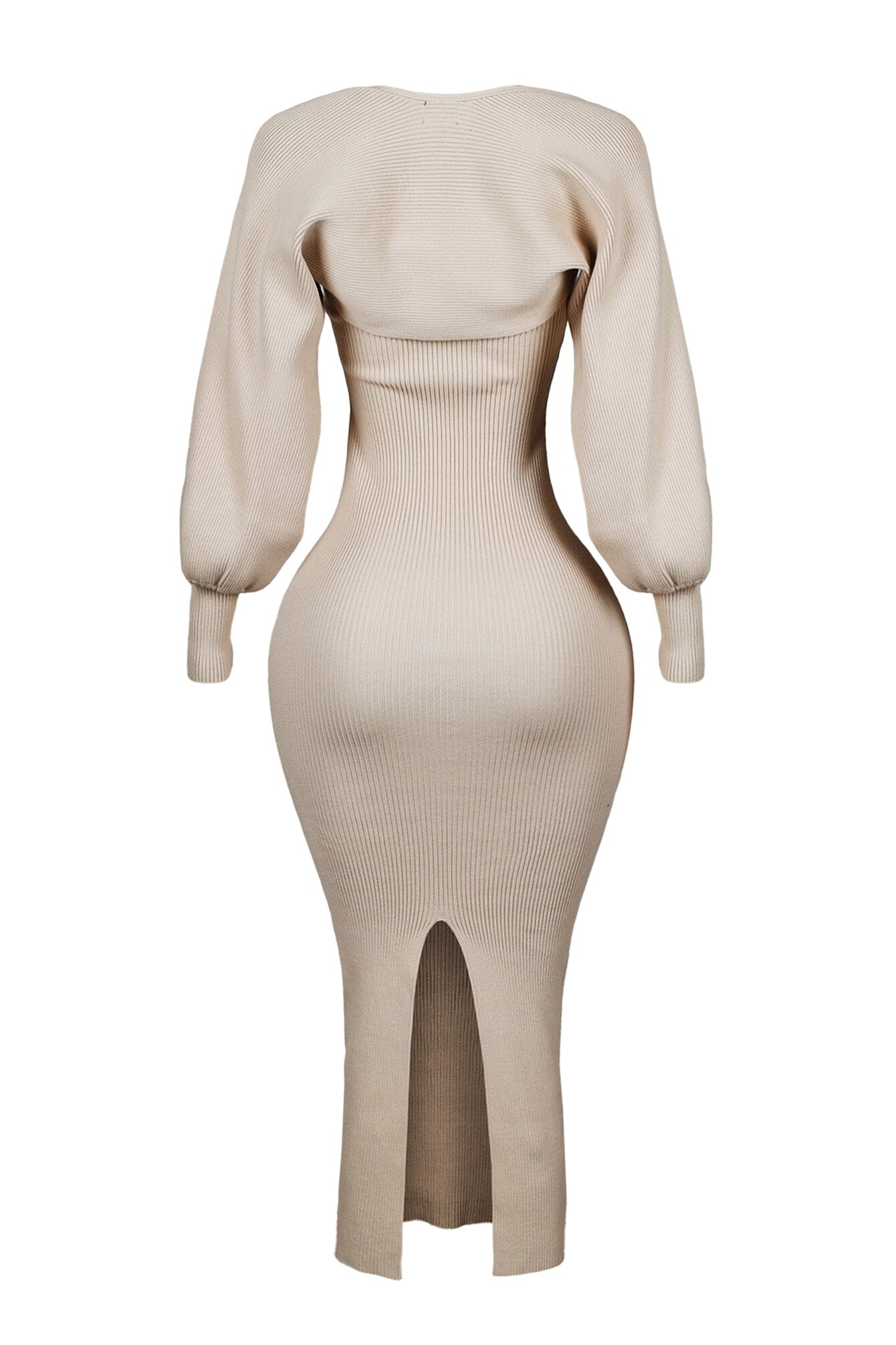 Midi Jurk Lange Mouwen voor Vrouw Zwart Elegante Stijl