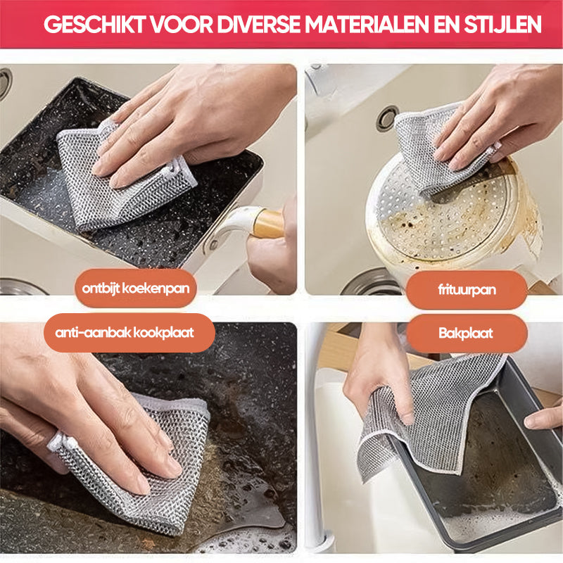 Draadafwasdoek Metaal – Krasvrij Schoonmaken van Pannen, Fornuis & Servies | Herbruikbaar & Duurzaam