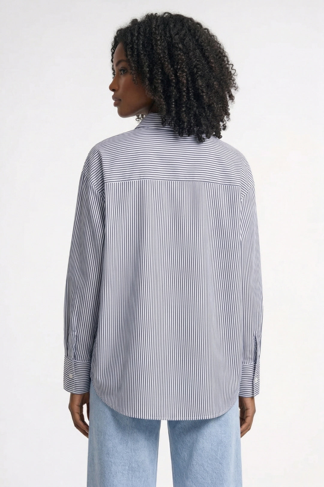 Dames Blouse Gestreept met Strikdetail en Staande Kraag