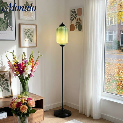 Decoratieve Glazen Pompoen Vloerlamp Retro Organische Stijl Woonkamer Staande Lamp