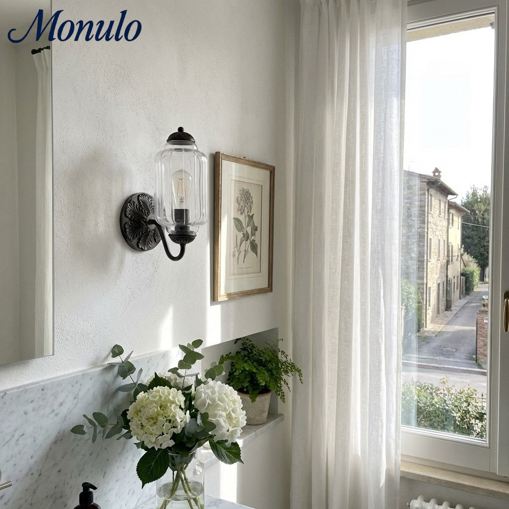 Eloise Vintage Scalloped Milk Glass Wall Sconce - Modern Accent Lighting for Bathroom and Bedroom