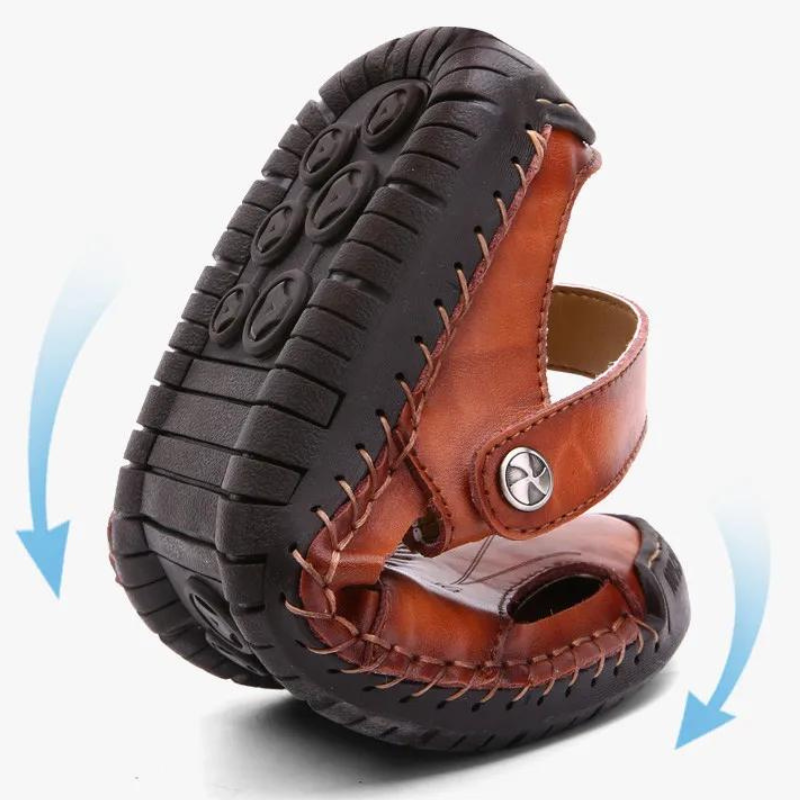 Orthopedische Heren Lederen Sandalen – Comfortabel Zomerse Slippers met Antislip Zool Casual Pantoffels