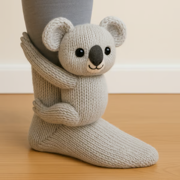 Dames Gebreide Socken met 3D Dieren voor Binnen