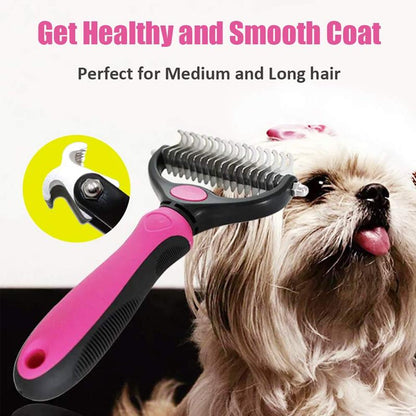 Professionele Vachtborstel voor Honden en Katten - RVS Tanden - Zachte Grip - Ontwarrend Onthaart Massagewerking