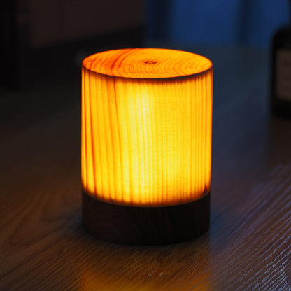 Oplaadbare LED Tafellamp met Touch Control en Houtnerf – Draadloos Stemmingslicht voor Slaapkamer & Bureau