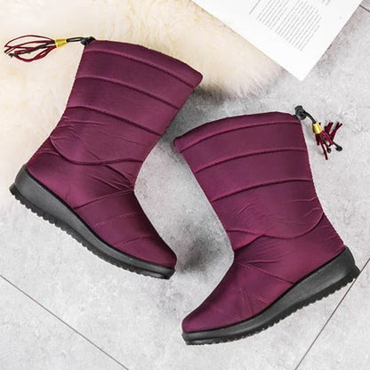 Gevoerde Waterdichte Winterlaarzen Dames met Antislipzool – Warme Polyester Snowboots voor Brede Voeten