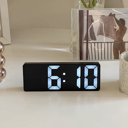 Digitale LED Spiegelwekker met Datum en Temperatuur — Minimalistisch Design voor Slaapkamer en Bureau
