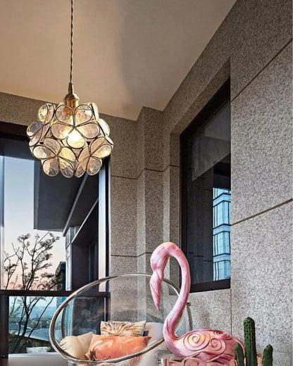 Handgemaakte Hanglamp met Acryl Bloem en IJzeren Frame Transparant Roze Blauw Beige voor Eetkamer Woonkamer Slaapkamer