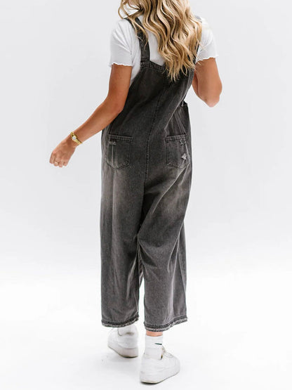 Dames Tuinbroek Losse Fit Denim Zomerbroek