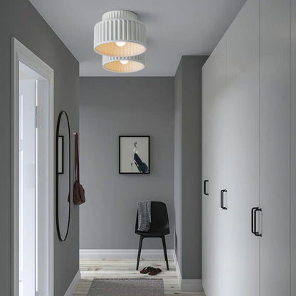 Plafondlamp Geribbeld Resin E27 Wit Compact Modern Interieur Woonkamer Keuken Slaapkamer Retro Design Plafonnière