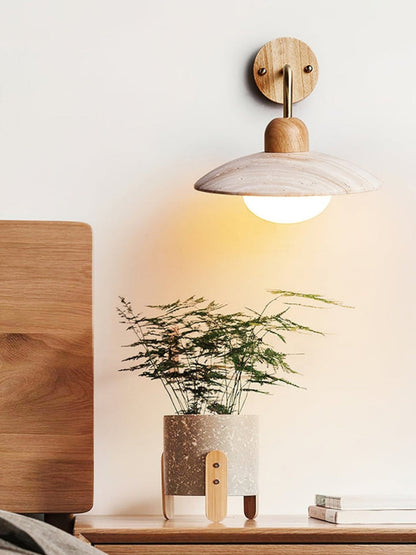 Travertijn Wandlamp Minimalistische Schijf Design Natuursteen Verlichting voor Woonkamer Slaapkamer Gang Moderne Interieur Wandverlichting met Warm Licht