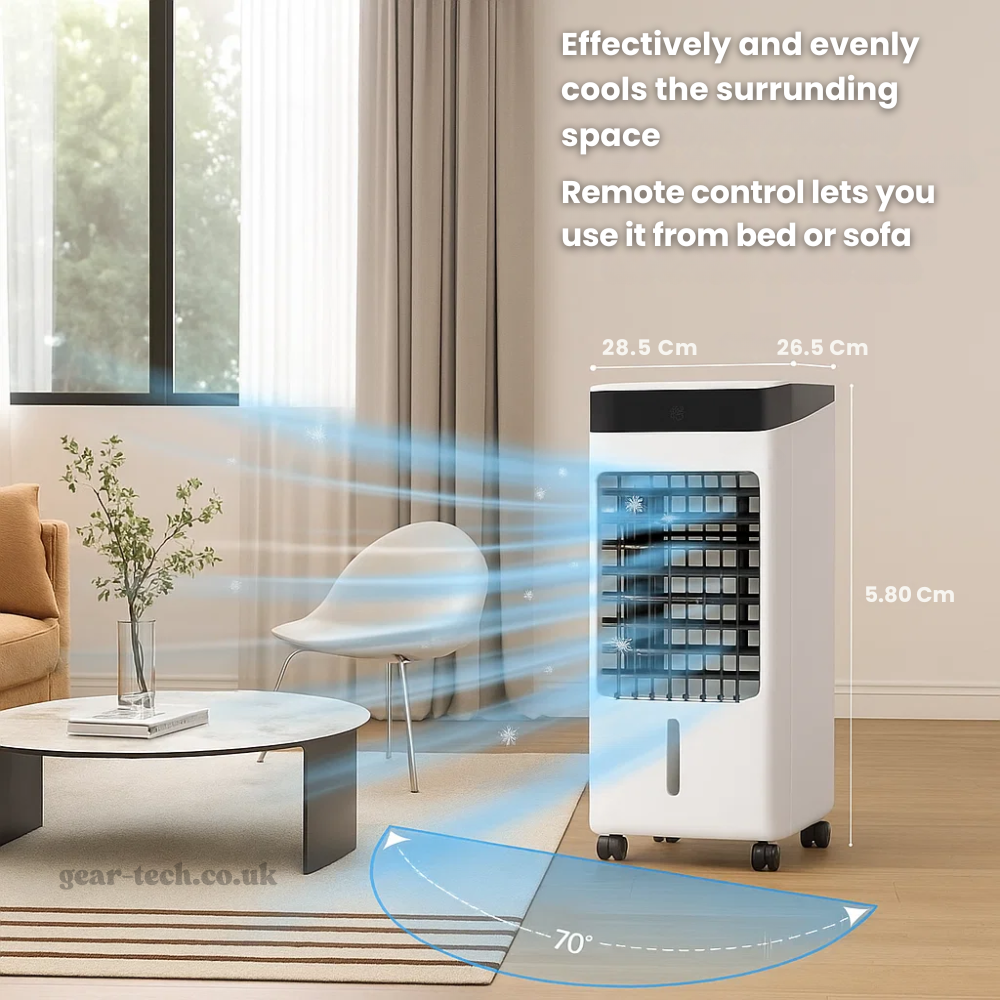 Draagbare Raambloze Aircooler met Afstandsbediening – 3-in-1 Luchtkoeler, Ventilator en Bevochtigingsfunctie voor Thuis en Kantoor