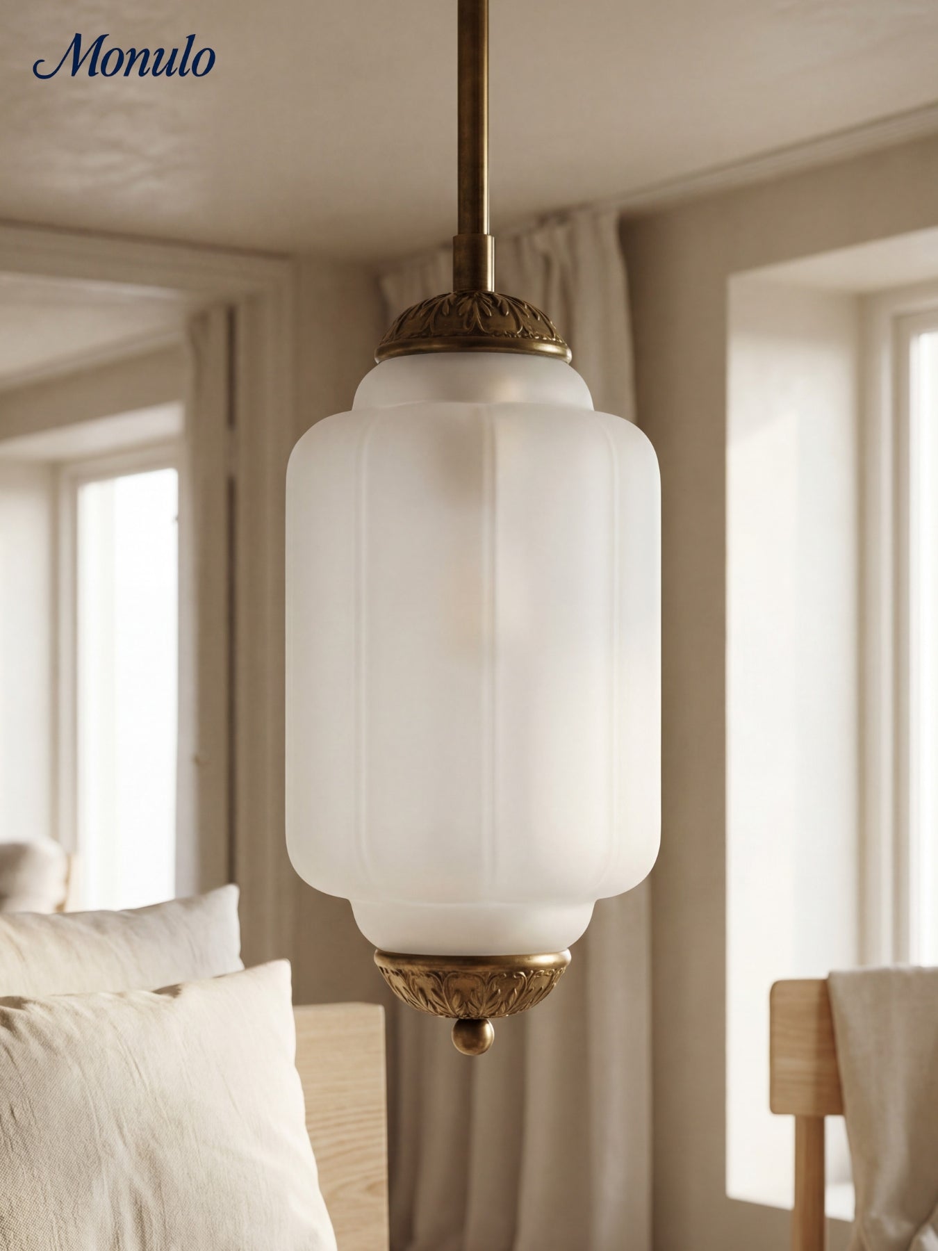 Vintage Glazen Hanglamp met Nostalgische Uitstraling – Verfijnde Verlichting voor Eetkamer en Keuken