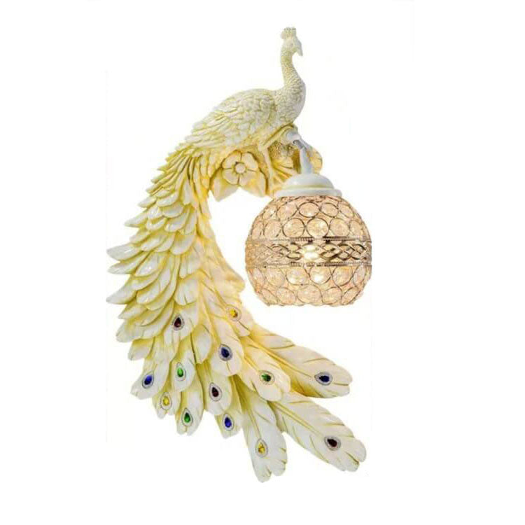 Pauw Wandlamp Kristal Resin Kleurrijk 45cm Woonkamer Slaapkamer Decoratieve Wandverlichting Dier Luxe Art Deco Hal