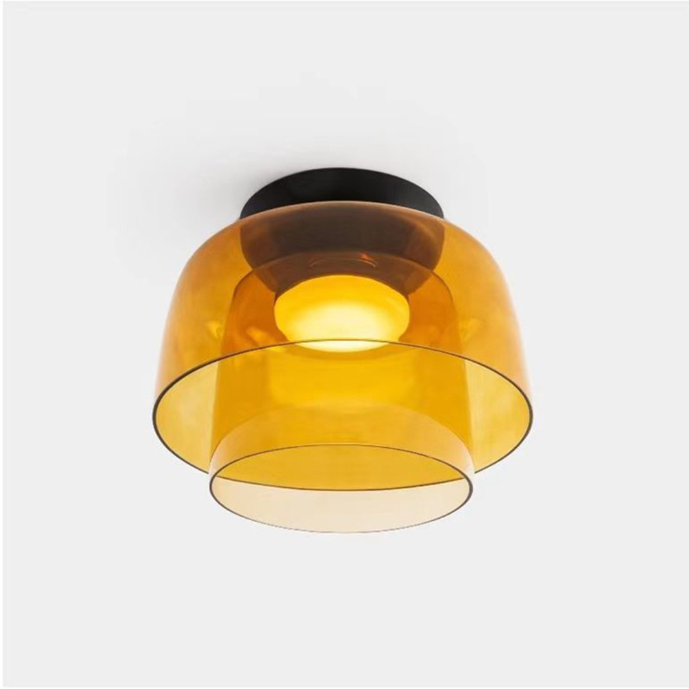 Design Glazen Plafondlamp met Gelaagde Structuur — Elegant Lichtspel voor Eetkamer, Woonkamer en Slaapkamer