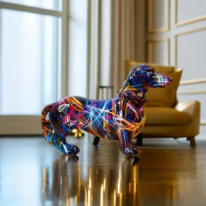 Teckel Beeldje Resin Multicolor Woonkamer Decoratie Hond Sculptuur Kunst Beeld Modern Interieur Accessoire