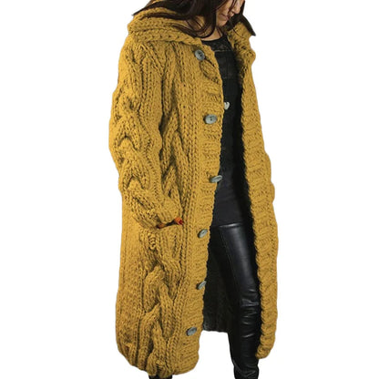 Dikke Cardigan voor Vrouw Met Capuchon