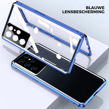 Magnetische Telefoonhoes Gehard Glas Dubbelzijdig voor Samsung | Volledige Bescherming Metalen Frame