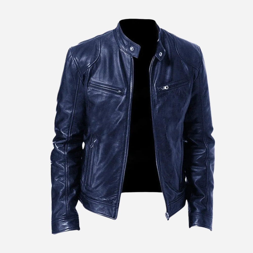 Modale Lederen Jas Rocco Stijl