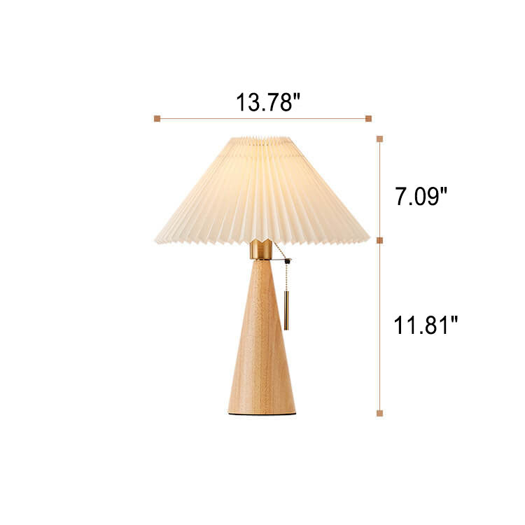 Tafellamp Hout Geplooide Stof Kap E26 35x48cm Dimbaar Japans Slaapkamer Woonkamer