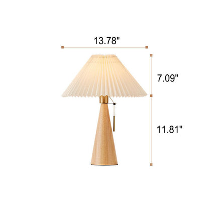 Tafellamp Hout Geplooide Stof Kap E26 35x48cm Dimbaar Japans Slaapkamer Woonkamer