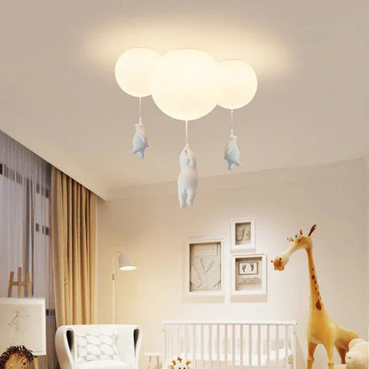 Kinderkamer hanglamp met beer en ballon, speelse plafondlamp met warm led licht voor slaapkamer en woonkamer