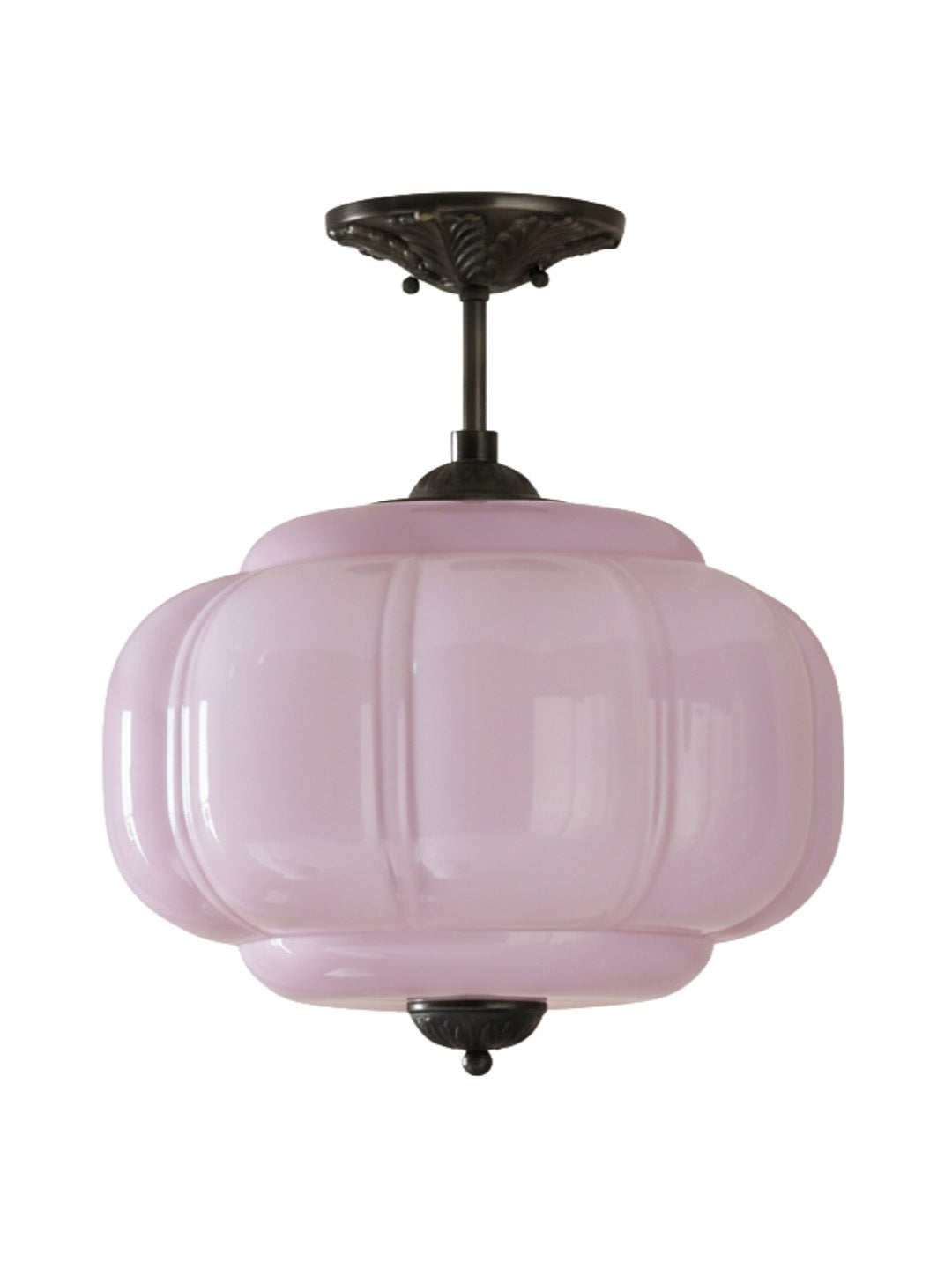 Vintage Melkglas Plafondlamp Geschulpt Rand Wit Roze Groen Blauw Helder Mat Glas Semi-Flush Hanglamp Messing Zwart Finish