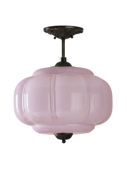 Vintage Melkglas Plafondlamp Geschulpt Rand Wit Roze Groen Blauw Helder Mat Glas Semi-Flush Hanglamp Messing Zwart Finish