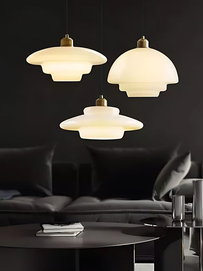 Glazen Hanglamp met Gelaagd Design – Melkwit Matglas voor Eetkamer en Woonkamer
