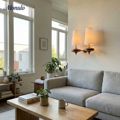 Retro Wandlamp met Stoffen Kap – Vintage Verlichting voor Slaapkamer